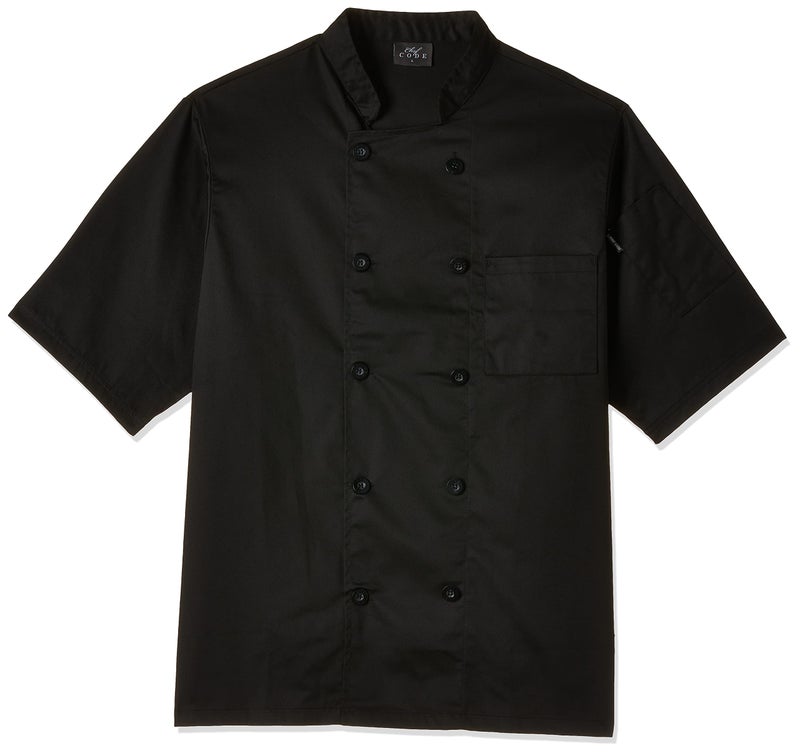 Chef Code Men's Short Sleeve Unisex Classic Chef Coat, Black, X-Small - Image 1